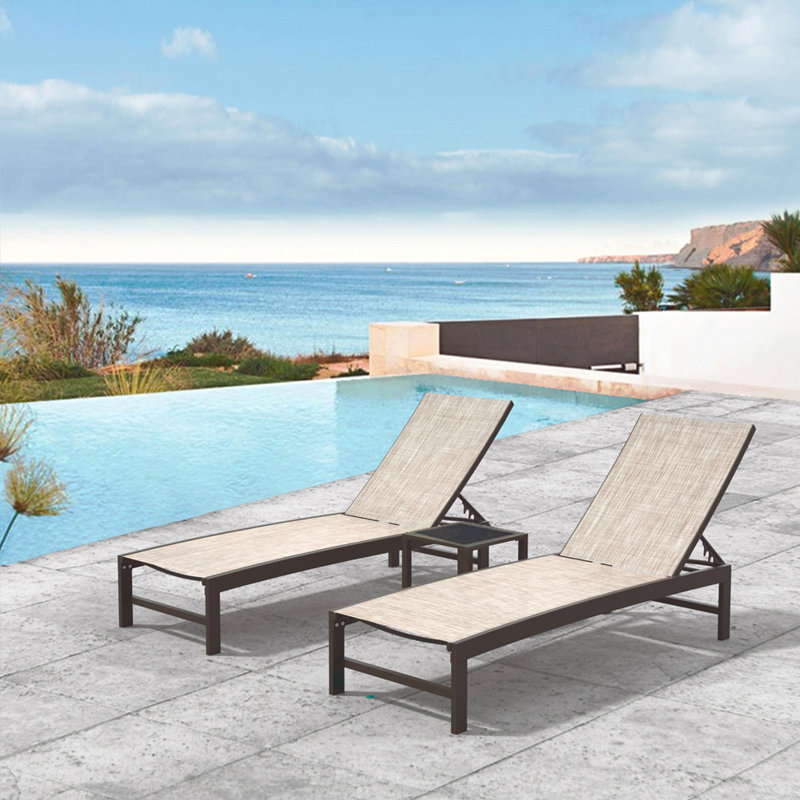 Orren Ellis Halia Reclining Sun Lounger Set with Table